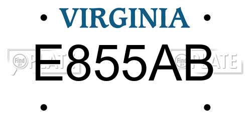 E855AB Virginia License Plate