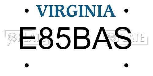E85BAS Virginia License Plate