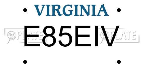 E85EIV Virginia License Plate