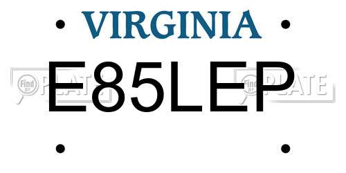 E85LEP Virginia License Plate