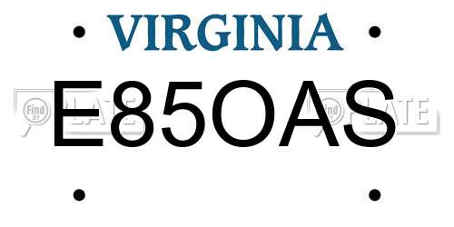 E85OAS Virginia License Plate