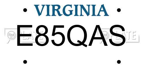 E85QAS Virginia License Plate