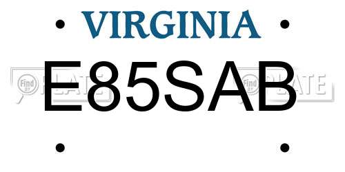 E85SAB Virginia License Plate