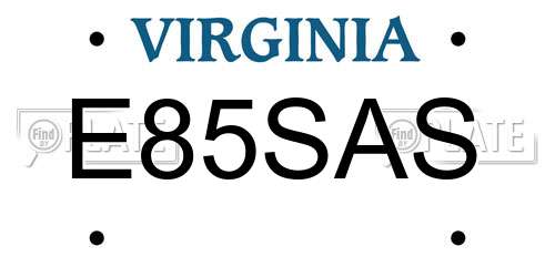 E85SAS Virginia License Plate
