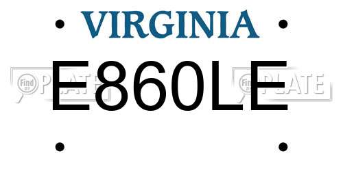 E860LE Virginia License Plate
