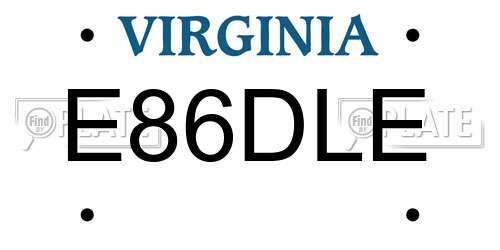 E86DLE Virginia License Plate