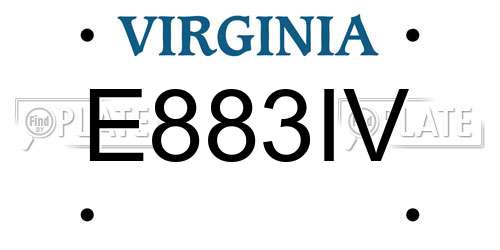 E883IV Virginia License Plate