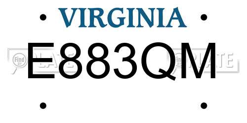 E883QM Virginia License Plate