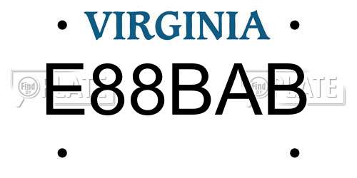 E88BAB Virginia License Plate