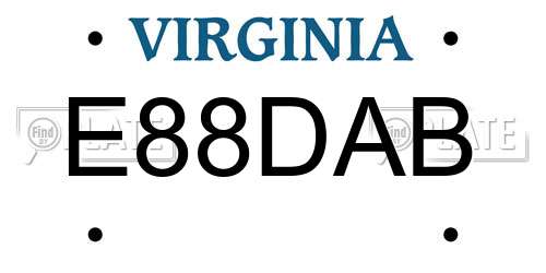E88DAB Virginia License Plate