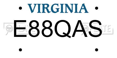 E88QAS Virginia License Plate