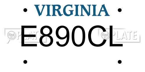 E890CL Virginia License Plate