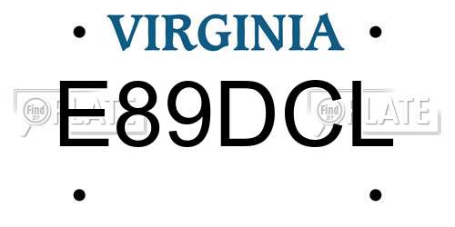 E89DCL Virginia License Plate