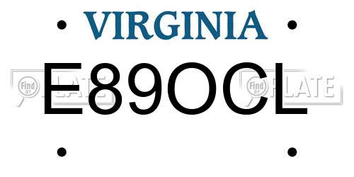 E89OCL Virginia License Plate