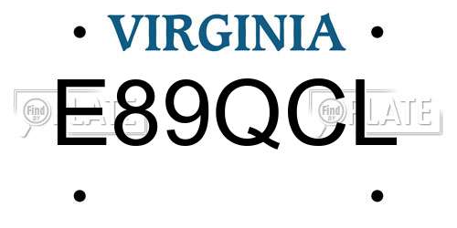 E89QCL Virginia License Plate