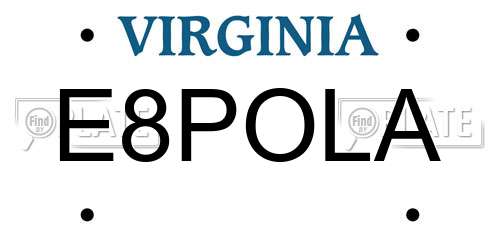 E8POLA Virginia License Plate