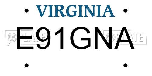 E91GNA Virginia License Plate
