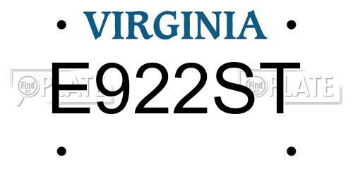 E922ST Virginia License Plate