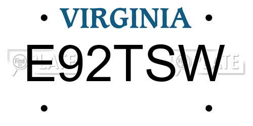E92TSW Virginia License Plate