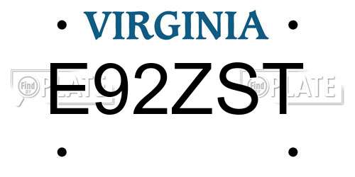 E92ZST Virginia License Plate