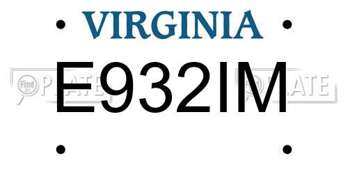 E932IM Virginia License Plate