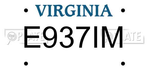 E937IM Virginia License Plate