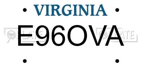 E96OVA Virginia License Plate