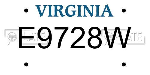 E9728W Virginia License Plate