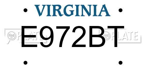 E972BT Virginia License Plate