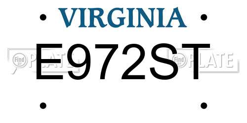 E972ST Virginia License Plate