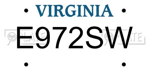 E972SW Virginia License Plate