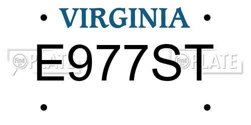 E977ST Virginia License Plate
