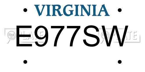E977SW Virginia License Plate