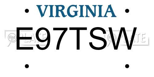 E97TSW Virginia License Plate