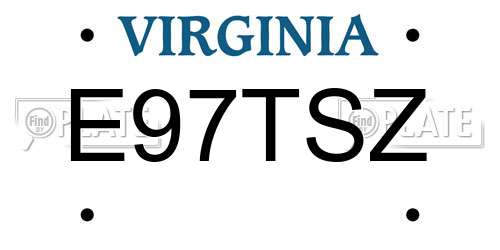 E97TSZ Virginia License Plate