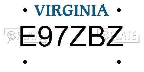 E97ZBZ Virginia License Plate
