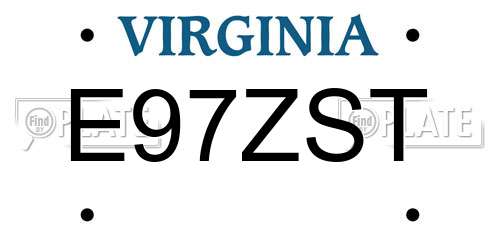 E97ZST Virginia License Plate