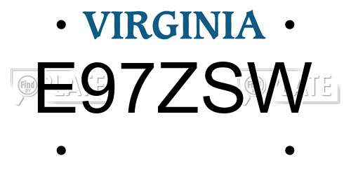 E97ZSW Virginia License Plate
