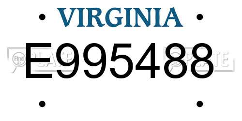 E995488 Virginia License Plate