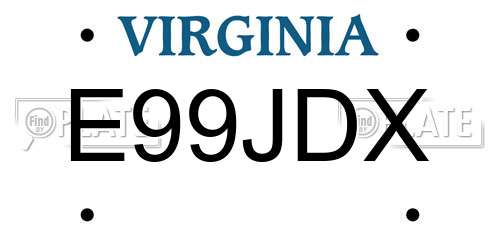 E99JDX Virginia License Plate