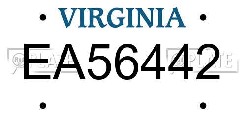 EA56442 Virginia License Plate