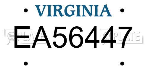 EA56447 Virginia License Plate