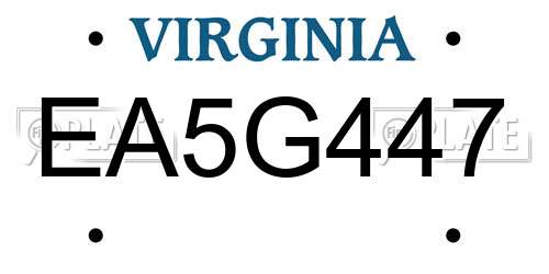 EA5G447 Virginia License Plate