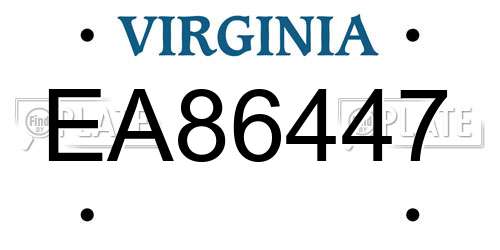 EA86447 Virginia License Plate