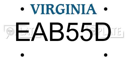 EAB55D Virginia License Plate