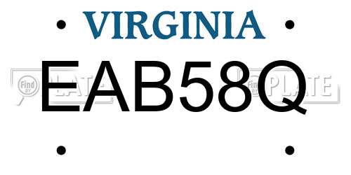 EAB58Q Virginia License Plate