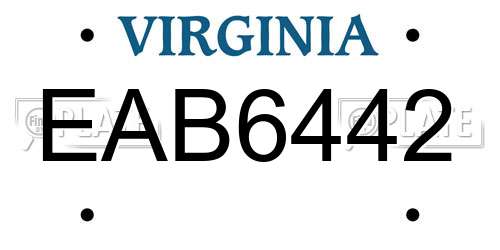 EAB6442 Virginia License Plate