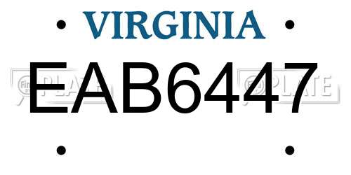 EAB6447 Virginia License Plate
