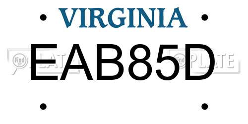 EAB85D Virginia License Plate