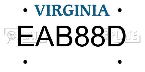 EAB88D Virginia License Plate